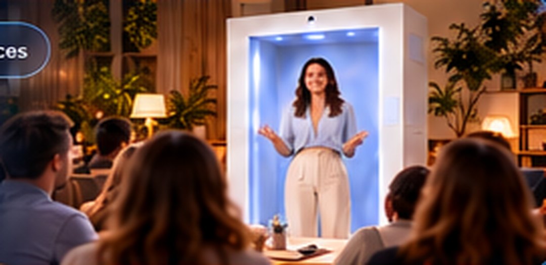 Pre-recorded workshop with the presenter fully contained inside the Feelspace box